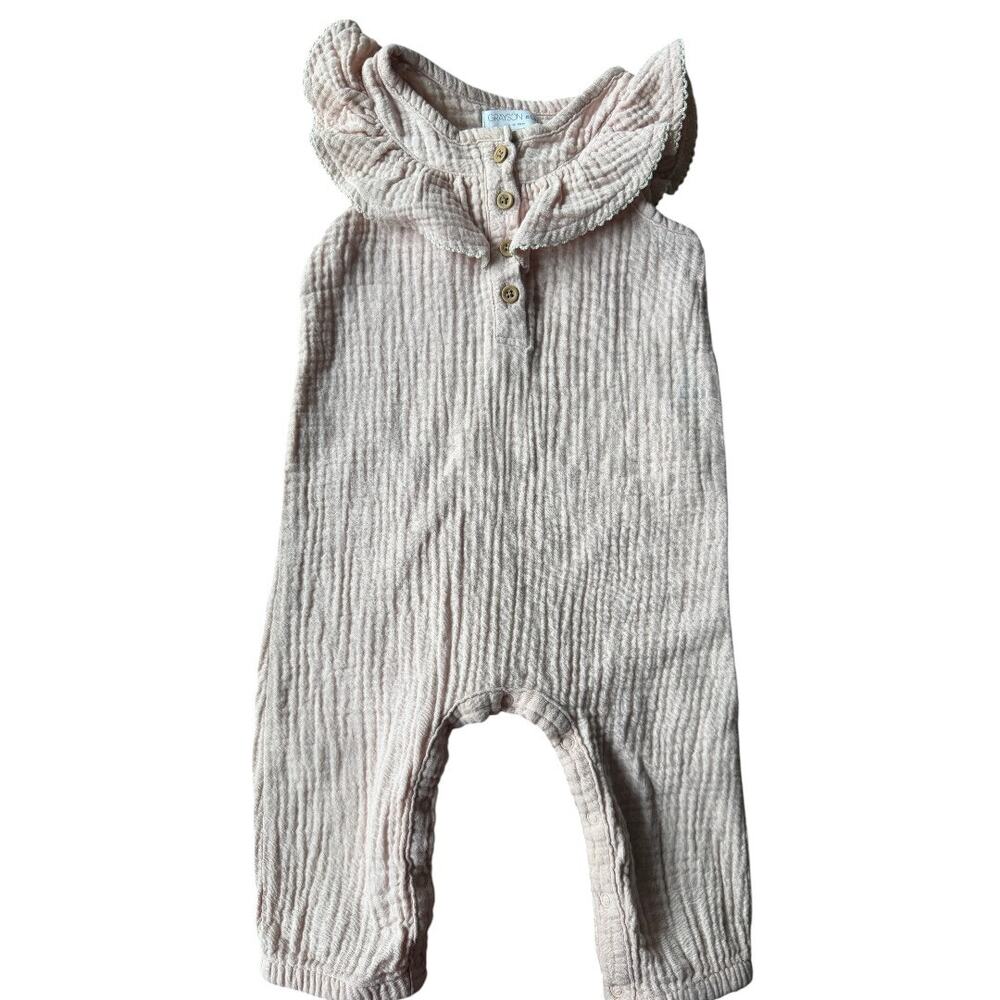 Grayson Mini Blush Pink Gauze Ruffle Romper Sleeveless Baby Girl 6-9M